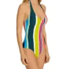 Anne Cole Clear Water Stripe Halter One Piece Swimsuit 20MO07C