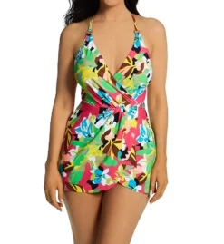Anne Cole Cabana Party Surplice Maillot Swim Dress MD61065