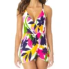 Anne Cole Lush Garden Surplice Maillot One Piece Swim Dress MD61080 -Allure Wear Shop anne cole anne01 md61080 gs