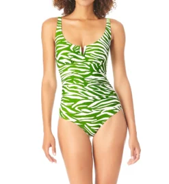Anne Cole Zebra V-Wire One Piece Swimsuit MO07064