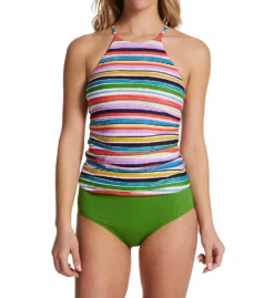 Anne Cole Painted Sky Stripe High Neck Tankini Swim Top MT20684 -Allure Wear Shop anne cole anne01 mt20684 cs1