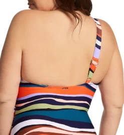 Anne Cole Plus Sandy Waves Asymmetric One Piece Swimsuit PO02785 -Allure Wear Shop anne cole anne01 po02785 cs1
