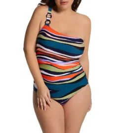 Anne Cole Plus Sandy Waves Asymmetric One Piece Swimsuit PO02785