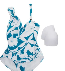 Anne Cole Plus Size Mari Botanical One Shoulder Swimsuit PO06666 -Allure Wear Shop anne cole anne01 po06666 cs6