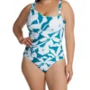 Anne Cole Plus Size Mari Botanical One Shoulder Swimsuit PO06666 -Allure Wear Shop anne cole anne01 po06666 gs