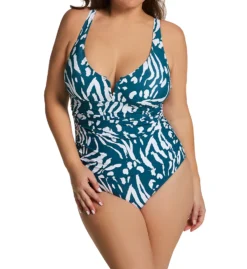 Anne Cole Plus Size Jungle Fever V-Wire One Piece Swimsuit PO07057