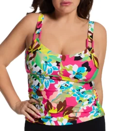 Anne Cole Plus Size Cabana Party Tri Tankini Swim Top PT24665