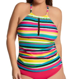 Anne Cole Plus Size Lawn Chair High Neck Tankini Swim Top PT29584