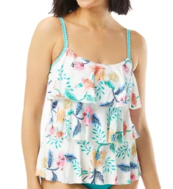 Beach House Floral Fantasy Jane Ruffle Tankini Swim Top H04025