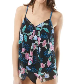 Beach House Floral Fantasy Kerry Mesh Layer Tankini Swim Top H04893
