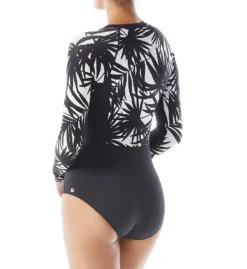 Beach House Seaside Palm Sculpt Long Sleeve One Piece Swimsuit H86980 -Allure Wear Shop beach house beah01 h86980 bs