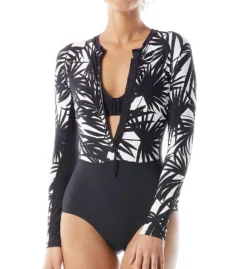 Beach House Seaside Palm Sculpt Long Sleeve One Piece Swimsuit H86980 -Allure Wear Shop beach house beah01 h86980 cs1