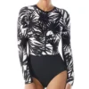 Beach House Seaside Palm Sculpt Long Sleeve One Piece Swimsuit H86980 -Allure Wear Shop beach house beah01 h86980 gs