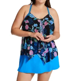 Beach House Woman Floral Fantasy Kerry Mesh Layer Tankini Swim Top HW04355 -Allure Wear Shop beach house woman bhw01 hw04355 cs1
