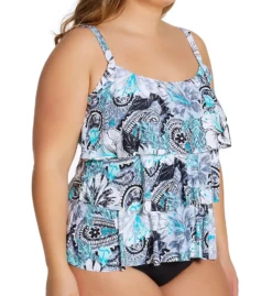 Beach House Woman Bohemian Bloom Jane Ruffle Tankini Swim Top HW11096