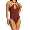 Becca Modern Edge Mikayla High Neck One Piece Swimsuit 541637 -Allure Wear Shop becca bec01 541637 gs