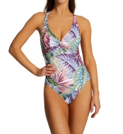 Bleu Rod Beattie It's A Breeze Plunge Drape Neck One Piece Swimsuit BZ22757