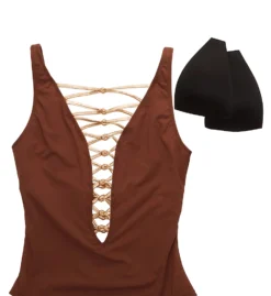 Bleu Rod Beattie Let's Get Knotty Lace Down One Piece Swimsuit KN22232 -Allure Wear Shop bleu rod beattie bleu01 kn22232 cs6