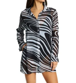 Bleu Rod Beattie New Wave Chiffon Shirt Coverup W23837