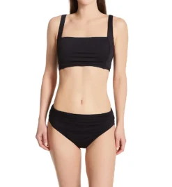 Carmen Marc Valvo Castello Scroll Classic Shirred Waist Swim Bottom C1D223 -Allure Wear Shop carmen marc valvo cmv01 c1d223 cs2