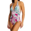 Carmen Marc Valvo Bellagio Paisley Scarf Tie One Piece Swimsuit C2J434