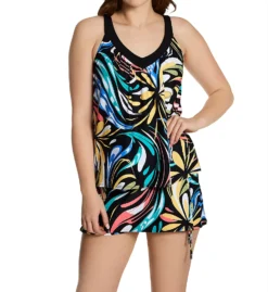 Coco Reef Retro Swirl V-Neck Bra Sized Tankini Swim Top U69382 -Allure Wear Shop coco reef coco01 u69382 cs1