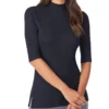 Cuddl Duds Softwear With Stretch Elbow Sleeve Mock Neck Top 3526116