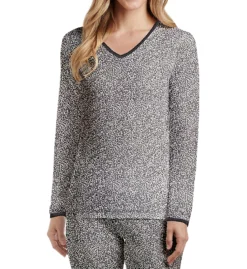 Cuddl Duds Softwear Lace Edge Long Sleeve V-Neck Shirt 8517535