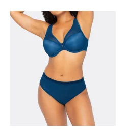 Curvy Couture Sheer Mesh Plunge Push Up Underwire Bra 1310 -Allure Wear Shop curvy couture cuco01 1310 cs3