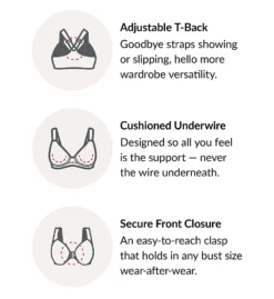 Glamorise Wonderwire Front Closure T-Back Bra 1246 -Allure Wear Shop glamorise glam01 1246 cs4