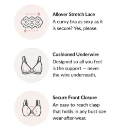 Glamorise Wonderwire Stretch Lace Front Closure Bra 9245 -Allure Wear Shop glamorise glam01 9245 cs2