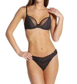 Gossard Sheer Stripe Non Padded Underwire Plunge Bra 18825 -Allure Wear Shop gossard gos001 18825 cs1