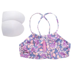 Hot Water Flower Power Mid Neck Halter Bikini Swim Top 24FP2060 -Allure Wear Shop hot water hw01 24fp2060 cs4