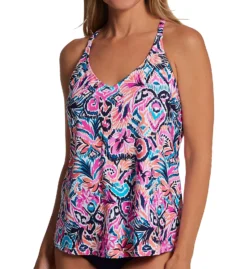 Leilani Tahiti Glow Racer Back Tankini Swim Top J721663