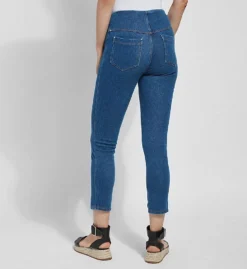 Lysse Leggings Evelyn Split Denim Crop Shaping Legging 2445 -Allure Wear Shop lysse leggings lile01 2445 bs