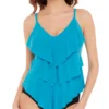 MagicSuit Solid Rita Wireless Ruffle Tankini Swim Top 6006044