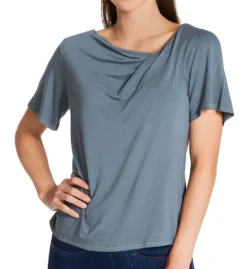 Michael Stars Luxe Jersey Estelle Short Sleeve Drape Neck Top 2483