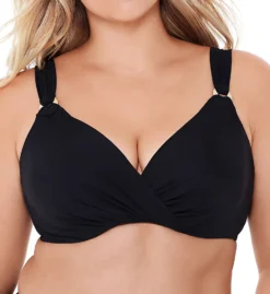 Miraclesuit Solid Plunge Bra Underwire Swim Top 6518613