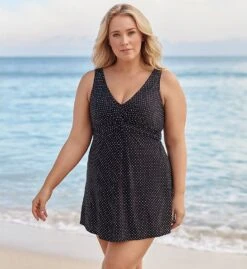 Miraclesuit Plus Size Pin Point Marais One Piece Swimdress 6518835 -Allure Wear Shop miraclesuit mira01 6518835 cs6
