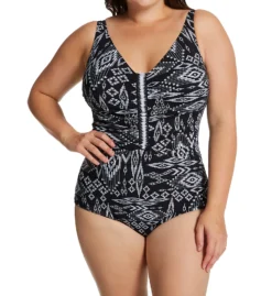 Profile By Gottex Plus Size Peruvian Nights V-Neck One Pc Swimsuit PN2W18