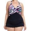 Profile By Gottex Plus Size Wild Parade Halter One Piece Swim Dress WP2W01
