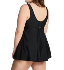 Raisins Curve Plus Atlantic Solids Lucia Plunge 1 Pc Swim Dress J840085 -Allure Wear Shop raisins curve raic01 j840085 bs