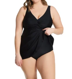 Raisins Curve Plus Atlantic Solids Lucia Plunge 1 Pc Swim Dress J840085 -Allure Wear Shop raisins curve raic01 j840085 cs1