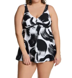 Raisins Curve Plus Size Calaya Lucia V-Neck Swim Dress J840185 -Allure Wear Shop raisins curve raic01 j840185 fs