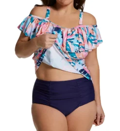Raisins Curve Plus Size Miami Nights Tortuga Tankini Swim Top J841223 -Allure Wear Shop raisins curve raic01 j841223 cs3
