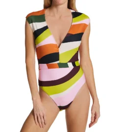 Sanctuary Float On Cap Sleeve Plunge Mio One Piece Swimsuit FO22223
