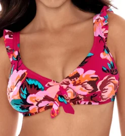 Skinny Dippers Hot House Daisy Mae Ruffle Sleeve Swim Top 6533346