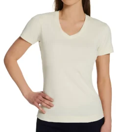 Three Dots 1x1 Short Sleeve Mid-V-Neck Tee AA1V100