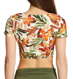 Vince Camuto Seychelles Floral Cropped Short Sleeve Swim Top V01725 -Allure Wear Shop vince camuto vc01 v01725 bs