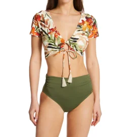 Vince Camuto Seychelles Floral Cropped Short Sleeve Swim Top V01725 -Allure Wear Shop vince camuto vc01 v01725 cs1
